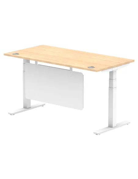 Dynamic Air Modesty 1600 x 800mm Height Adjustable Office Desk Maple Top Cable Ports Modesty Panel HA01355