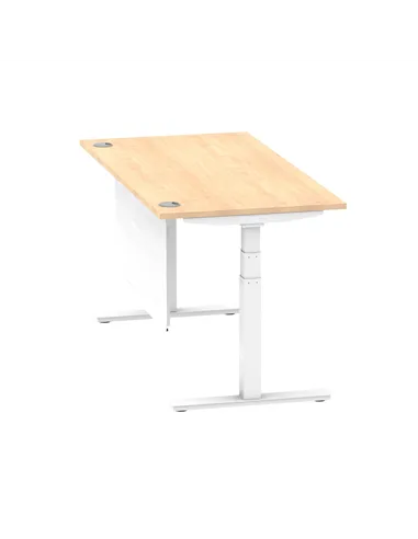 Dynamic Air Modesty 1600 x 800mm Height Adjustable Office Desk Maple Top Cable Ports Modesty Panel HA01355