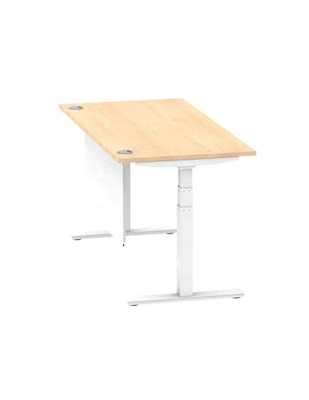 Dynamic Air Modesty 1600 x 800mm Height Adjustable Office Desk Maple Top Cable Ports Modesty Panel HA01355