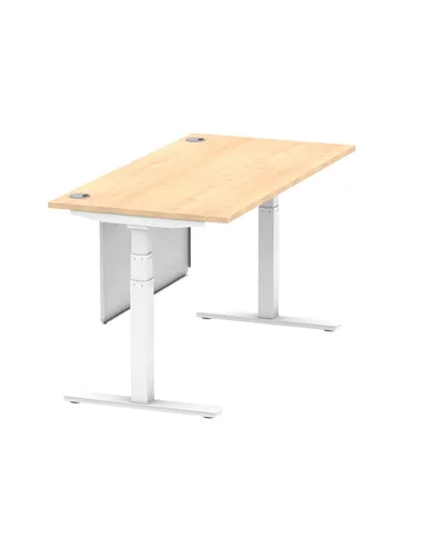 Dynamic Air Modesty 1600 x 800mm Height Adjustable Office Desk Maple Top Cable Ports Modesty Panel HA01355