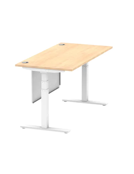 Dynamic Air Modesty 1600 x 800mm Height Adjustable Office Desk Maple Top Cable Ports Modesty Panel HA01355