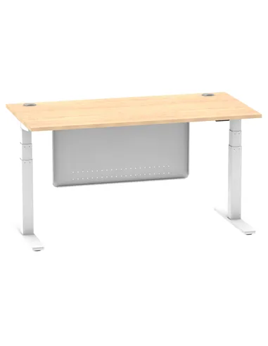 Dynamic Air Modesty 1600 x 800mm Height Adjustable Office Desk Maple Top Cable Ports Modesty Panel HA01355