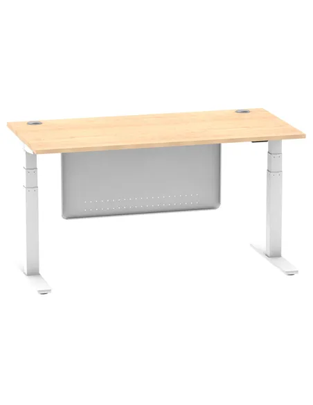 Dynamic Air Modesty 1600 x 800mm Height Adjustable Office Desk Maple Top Cable Ports Modesty Panel HA01355