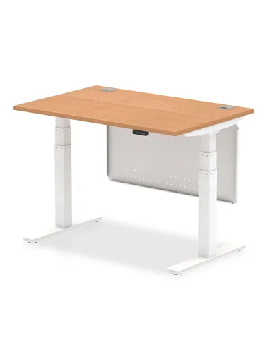Dynamic Air Modesty 1200 x 800mm Height Adjustable Office Desk Oak Top Cable Ports Modesty Panel HA01357