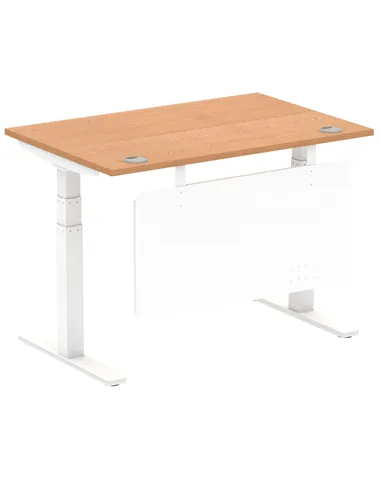 Dynamic Air Modesty 1200 x 800mm Height Adjustable Office Desk Oak Top Cable Ports Modesty Panel HA01357