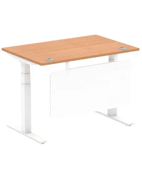 Dynamic Air Modesty 1200 x 800mm Height Adjustable Office Desk Oak Top Cable Ports Modesty Panel HA01357