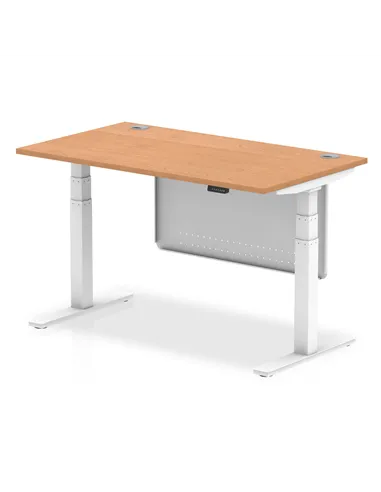 Dynamic Air Modesty 1400 x 800mm Height Adjustable Office Desk Oak Top Cable Ports Modesty Panel HA01358