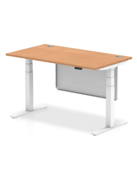 Dynamic Air Modesty 1400 x 800mm Height Adjustable Office Desk Oak Top Cable Ports Modesty Panel HA01358