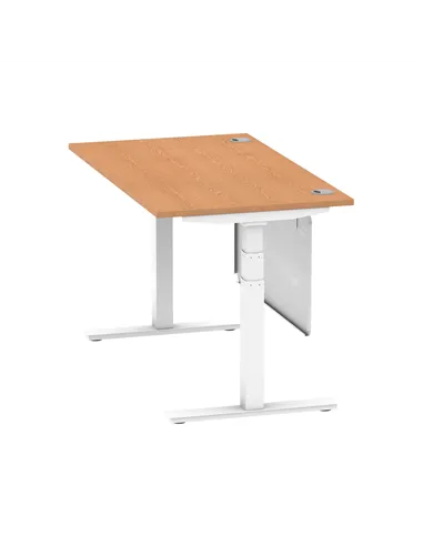 Dynamic Air Modesty 1400 x 800mm Height Adjustable Office Desk Oak Top Cable Ports Modesty Panel HA01358