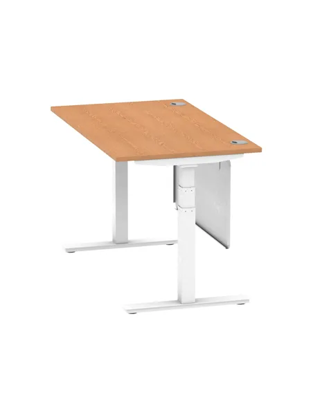Dynamic Air Modesty 1400 x 800mm Height Adjustable Office Desk Oak Top Cable Ports Modesty Panel HA01358