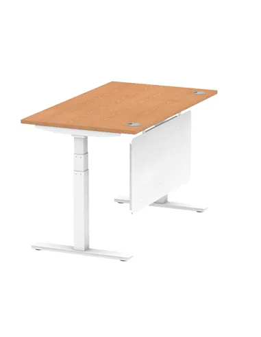 Dynamic Air Modesty 1400 x 800mm Height Adjustable Office Desk Oak Top Cable Ports Modesty Panel HA01358