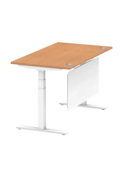 Dynamic Air Modesty 1400 x 800mm Height Adjustable Office Desk Oak Top Cable Ports Modesty Panel HA01358