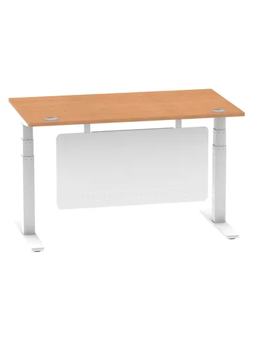 Dynamic Air Modesty 1400 x 800mm Height Adjustable Office Desk Oak Top Cable Ports Modesty Panel HA01358