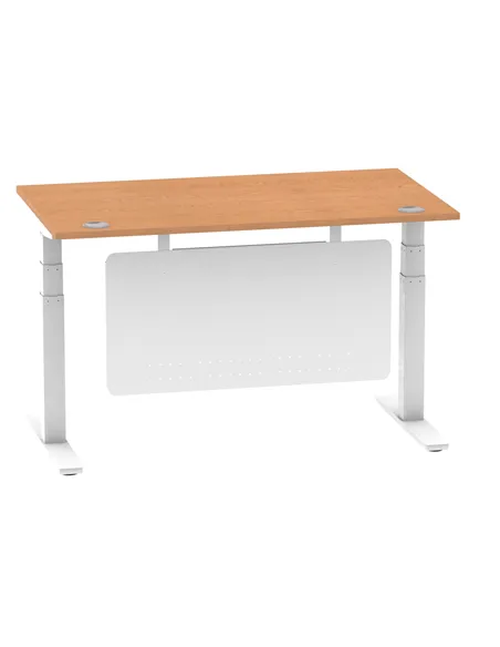 Dynamic Air Modesty 1400 x 800mm Height Adjustable Office Desk Oak Top Cable Ports Modesty Panel HA01358