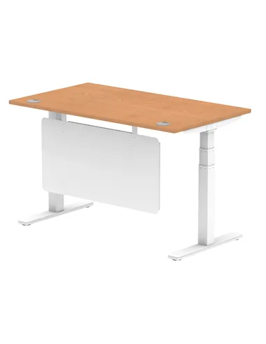 Dynamic Air Modesty 1400 x 800mm Height Adjustable Office Desk Oak Top Cable Ports Modesty Panel HA01358