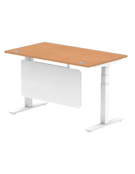 Dynamic Air Modesty 1400 x 800mm Height Adjustable Office Desk Oak Top Cable Ports Modesty Panel HA01358