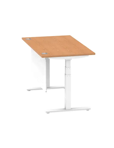 Dynamic Air Modesty 1400 x 800mm Height Adjustable Office Desk Oak Top Cable Ports Modesty Panel HA01358