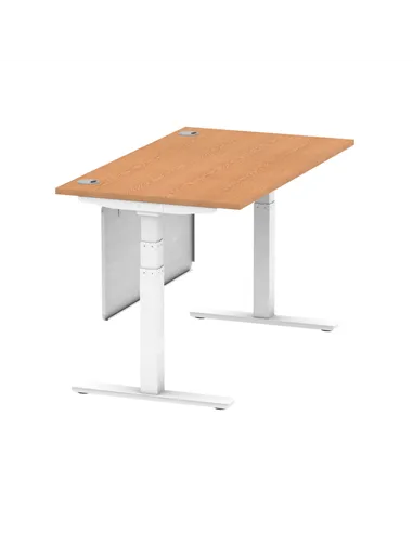 Dynamic Air Modesty 1400 x 800mm Height Adjustable Office Desk Oak Top Cable Ports Modesty Panel HA01358