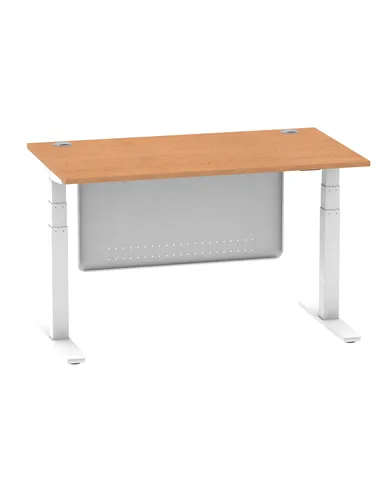 Dynamic Air Modesty 1400 x 800mm Height Adjustable Office Desk Oak Top Cable Ports Modesty Panel HA01358