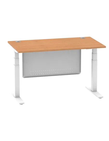 Dynamic Air Modesty 1400 x 800mm Height Adjustable Office Desk Oak Top Cable Ports Modesty Panel HA01358