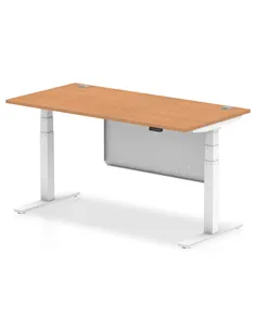 Dynamic Air Modesty 1600 x 800mm Height Adjustable Office Desk Oak Top Cable Ports Modesty Panel HA01359