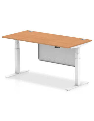 Dynamic Air Modesty 1600 x 800mm Height Adjustable Office Desk Oak Top Cable Ports Modesty Panel HA01359