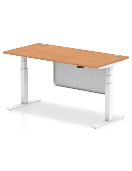 Dynamic Air Modesty 1600 x 800mm Height Adjustable Office Desk Oak Top Cable Ports Modesty Panel HA01359