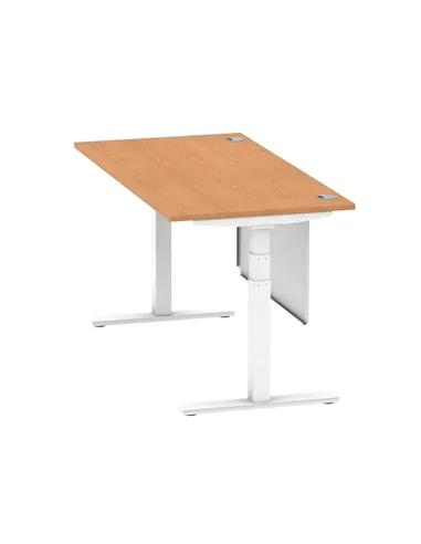 Dynamic Air Modesty 1600 x 800mm Height Adjustable Office Desk Oak Top Cable Ports Modesty Panel HA01359