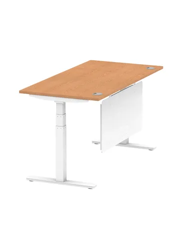 Dynamic Air Modesty 1600 x 800mm Height Adjustable Office Desk Oak Top Cable Ports Modesty Panel HA01359