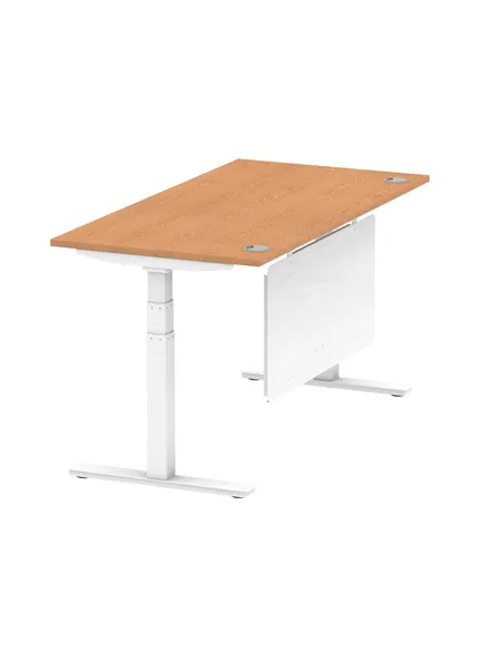 Dynamic Air Modesty 1600 x 800mm Height Adjustable Office Desk Oak Top Cable Ports Modesty Panel HA01359