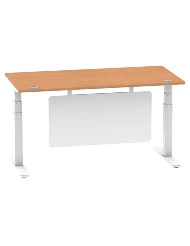 Dynamic Air Modesty 1600 x 800mm Height Adjustable Office Desk Oak Top Cable Ports Modesty Panel HA01359