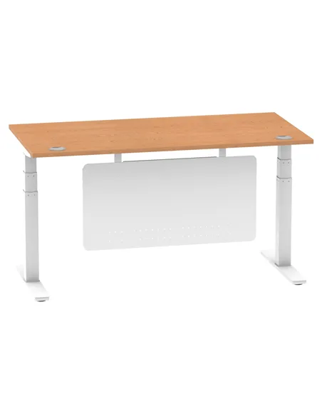 Dynamic Air Modesty 1600 x 800mm Height Adjustable Office Desk Oak Top Cable Ports Modesty Panel HA01359