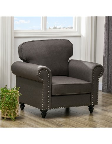 HOMCOM Mid-Century Armchair, with Pocket Springs - Dark Brown