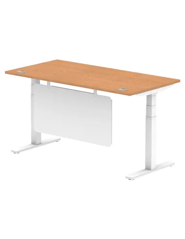 Dynamic Air Modesty 1600 x 800mm Height Adjustable Office Desk Oak Top Cable Ports Modesty Panel HA01359