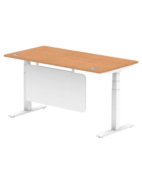 Dynamic Air Modesty 1600 x 800mm Height Adjustable Office Desk Oak Top Cable Ports Modesty Panel HA01359