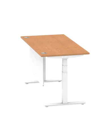 Dynamic Air Modesty 1600 x 800mm Height Adjustable Office Desk Oak Top Cable Ports Modesty Panel HA01359