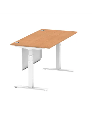Dynamic Air Modesty 1600 x 800mm Height Adjustable Office Desk Oak Top Cable Ports Modesty Panel HA01359