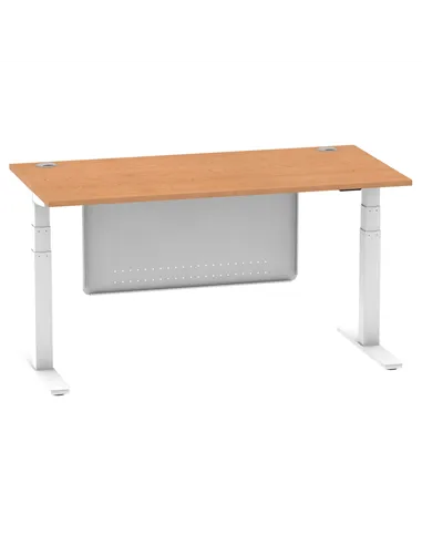 Dynamic Air Modesty 1600 x 800mm Height Adjustable Office Desk Oak Top Cable Ports Modesty Panel HA01359
