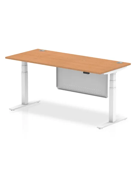 Dynamic Air Modesty 1800 x 800mm Height Adjustable Office Desk Oak Top Cable Ports Modesty Panel HA01360