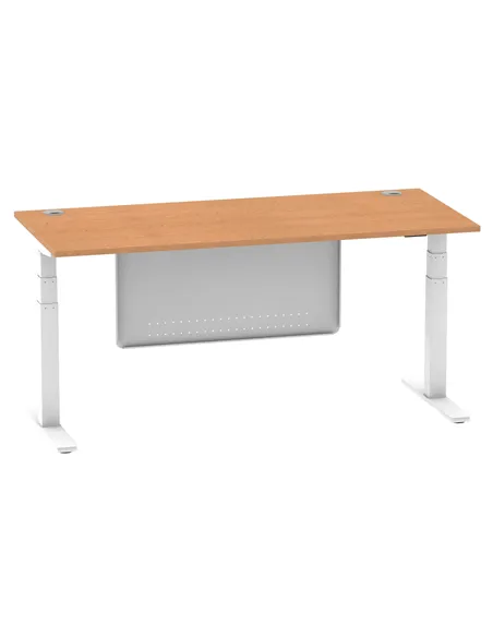 Dynamic Air Modesty 1800 x 800mm Height Adjustable Office Desk Oak Top Cable Ports Modesty Panel HA01360