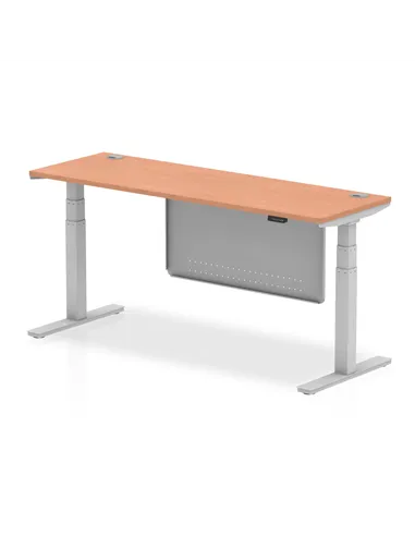 Dynamic Air Modesty 1800 x 600mm Height Adjustable Office Desk Beech Top Cable Ports Modesty Panel HA01364