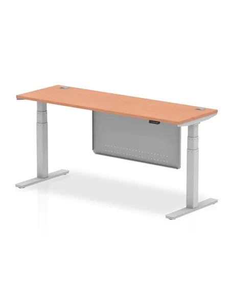 Dynamic Air Modesty 1800 x 600mm Height Adjustable Office Desk Beech Top Cable Ports Modesty Panel HA01364