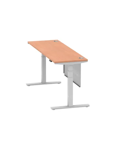 Dynamic Air Modesty 1800 x 600mm Height Adjustable Office Desk Beech Top Cable Ports Modesty Panel HA01364