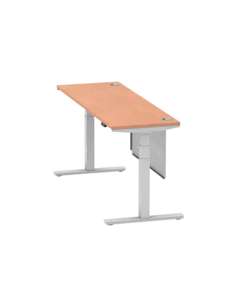 Dynamic Air Modesty 1800 x 600mm Height Adjustable Office Desk Beech Top Cable Ports Modesty Panel HA01364