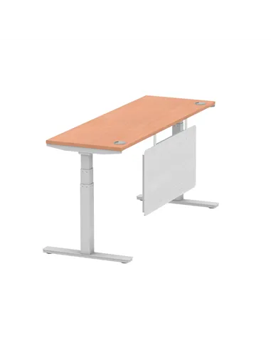 Dynamic Air Modesty 1800 x 600mm Height Adjustable Office Desk Beech Top Cable Ports Modesty Panel HA01364