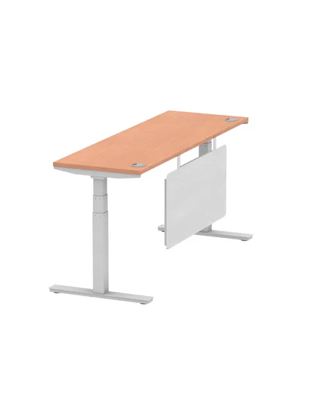 Dynamic Air Modesty 1800 x 600mm Height Adjustable Office Desk Beech Top Cable Ports Modesty Panel HA01364