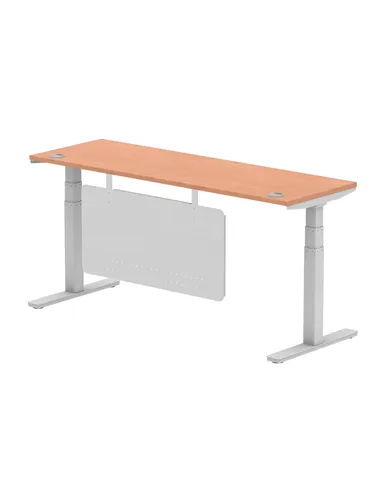 Dynamic Air Modesty 1800 x 600mm Height Adjustable Office Desk Beech Top Cable Ports Modesty Panel HA01364