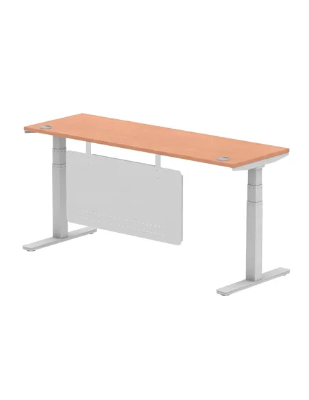 Dynamic Air Modesty 1800 x 600mm Height Adjustable Office Desk Beech Top Cable Ports Modesty Panel HA01364