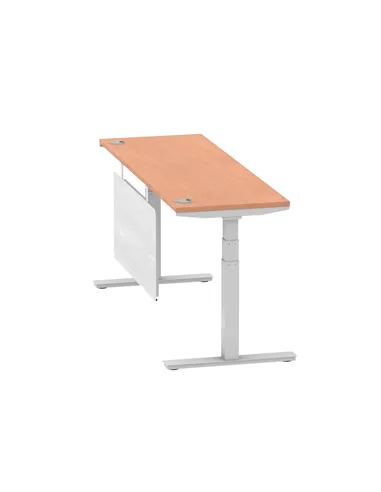 Dynamic Air Modesty 1800 x 600mm Height Adjustable Office Desk Beech Top Cable Ports Modesty Panel HA01364
