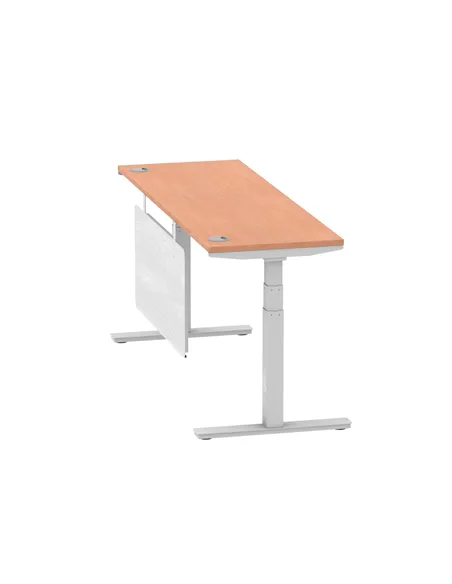 Dynamic Air Modesty 1800 x 600mm Height Adjustable Office Desk Beech Top Cable Ports Modesty Panel HA01364